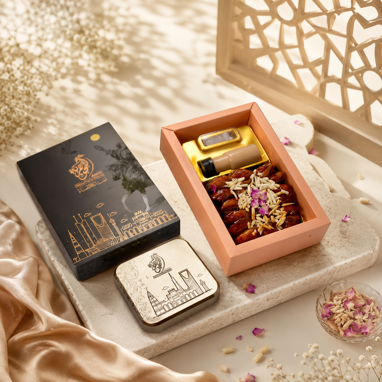 Al-Ahsa Authenticity Mini Package with Almonds- Tin Box with Green Tahini